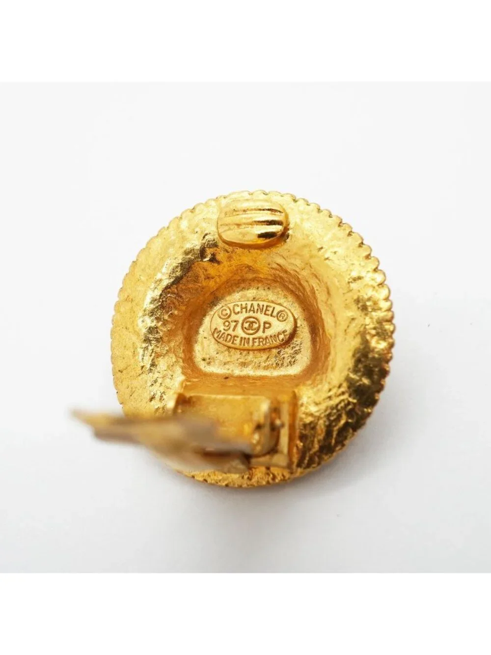Chanel Earrings Vintage CC Logo Round Circle Gold Plated